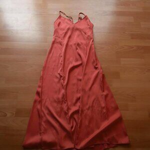 H&M Coral Satin Slip Dress – Maxi Length
